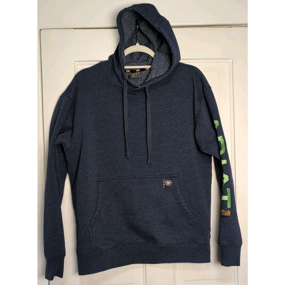Ariat Rebar Hoodie Blue Green Embroidered Logo Work Chore Men's M Cowboy)1113)